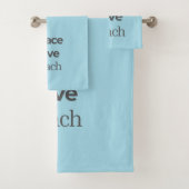 Peace Love Beach -Blue Coastal Life Bathroom Decor Bad Handdoek (Insitu)