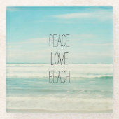 Peace Love Beach Glazen Onderzetter (Voorkant)