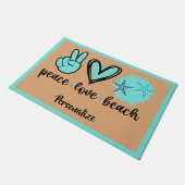 Peace Love Beach Quote Peace Sign Heart Seashells Deurmat (Schuin)