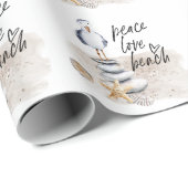 Peace Love Beach Seagull Coastal Cadeaupapier (Rol Hoek)