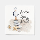Peace Love Beach Seagull Coastal Servet (Voorkant)