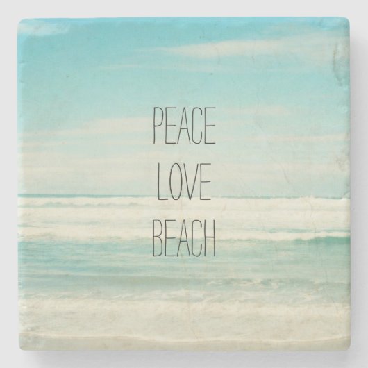 Peace Love Beach Stenen Onderzetter (Voorkant)