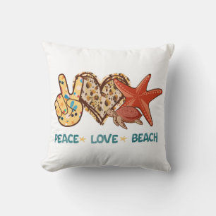 Peace, Love, Beach   Summer Vibes   Vintage Kussen