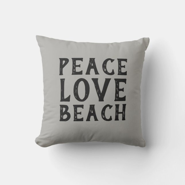 PEACE LOVE BEACH-typografie | Buitenkussen (Voorkant)