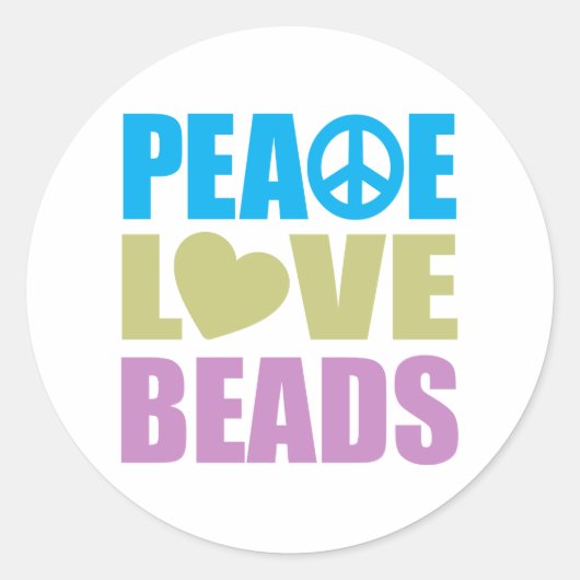 Peace Love Beads Ronde Sticker (Voorkant)