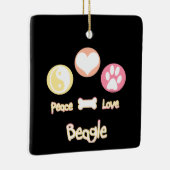 Peace Love Beagle Keramisch Ornament (Rechts)
