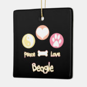 Peace Love Beagle Keramisch Ornament (Links)