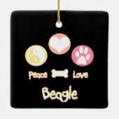 Peace Love Beagle Keramisch Ornament (Achterkant)