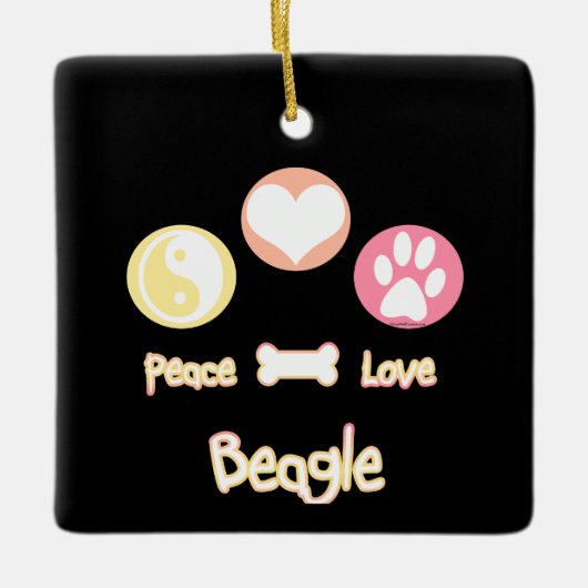 Peace Love Beagle Keramisch Ornament (Voorkant)