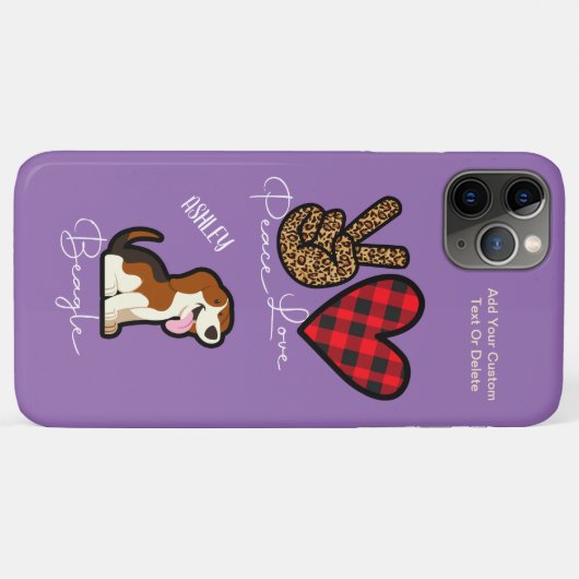 Peace Love Beagle Plaid Leuk Hondenliefhebber Case-Mate iPhone Case (Achterkant (horizontaal))