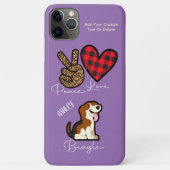 Peace Love Beagle Plaid Leuk Hondenliefhebber Case-Mate iPhone Case (Achterkant)