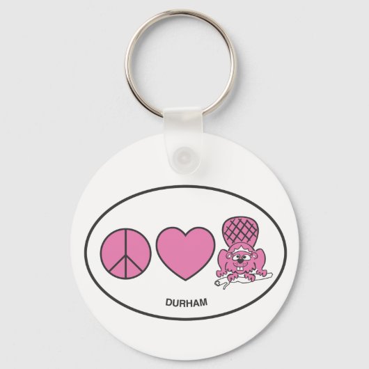 Peace, Love, Beaver Sleutelhanger (Voorkant)