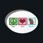 Peace Love Beavers Funny Cartoon Beaver Automagneet<br><div class="desc">Een vredesteken,  hart en een schattige bever op een  'Peace Love Beavers'-automagneet. Grappig cartoon Beaver cadeau.</div>