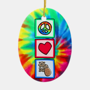 Peace, Love, Beavers Keramisch Ornament