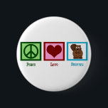 Peace Love Beavers Ronde Button 5,7 Cm<br><div class="desc">Een vredesteken,  hart en een schattige bever op een  cadeau voor vredesliefhebbers.</div>