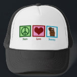 Peace Love Beavers Trucker Pet<br><div class="desc">Een vredesteken, hart en een schattige bever op een cadeau voor vredesliefhebbers.</div>