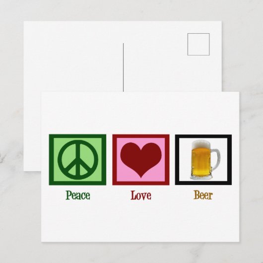 Peace Love Beer Briefkaart (Voorkant / Achterkant)
