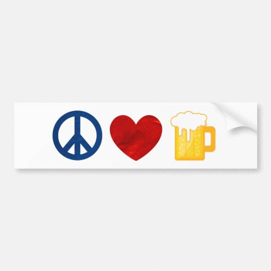 Peace Love Beer Bumpersticker (Voorkant)