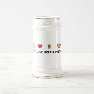 Peace, Love, Beer & Pretzels Stein Bierpul