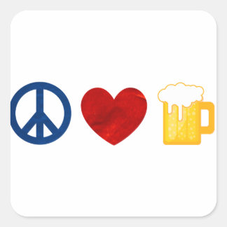 Peace Love Beer Vierkante Sticker