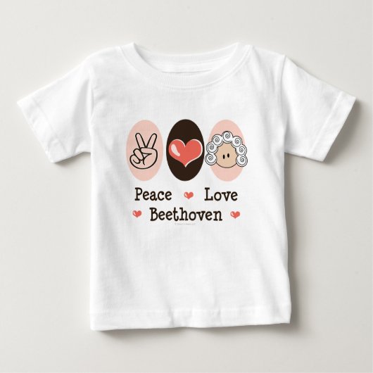 Peace Love Beethoven Baby T-shirt (Voorkant)
