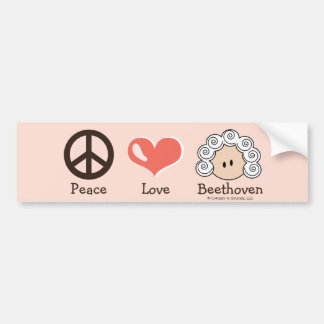 Peace Love Beethoven Bumpersticker Pink Brown
