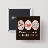 Peace Love Beethoven Button (Voorkant /achterkant)