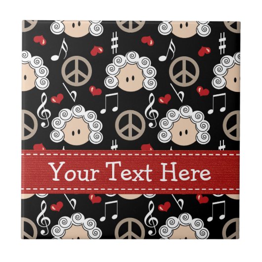 Peace Love Beethoven Ceramic Tile Trivet Tegeltje (Voorkant)