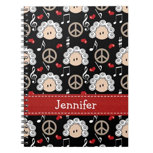 Peace Love Beethoven Spiral notebook Journal Notitieboek (Voorkant)