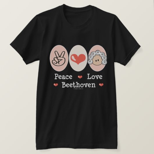 Peace Love Beethoven T shirt (Design voorkant)