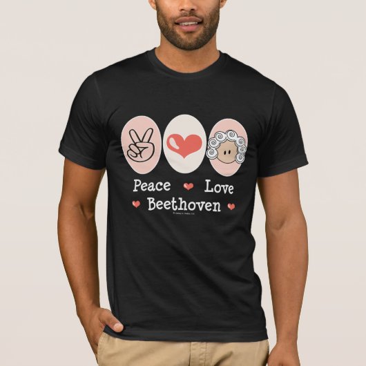 Peace Love Beethoven T shirt (Voorkant)