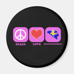 Peace Love Belgium Brussel Magneet