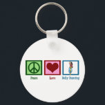 Peace Love Belly Dancing Sleutelhanger<br><div class="desc">Een vredesteken,  hart en een buikdanseres.</div>