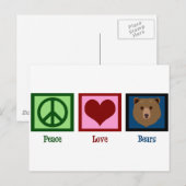 Peace Love Beren Briefkaart (Voorkant / Achterkant)