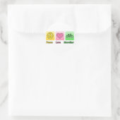 Peace Love Bicycling Ronde Sticker (Tas)