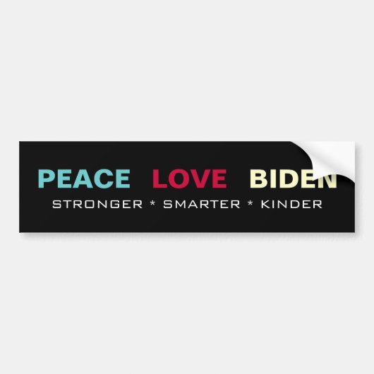 PEACE LOVE BIDEN Campaign Bumpersticker (Voorkant)