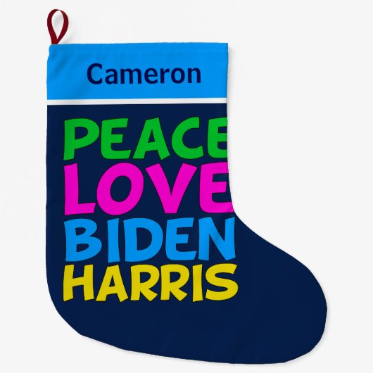 Peace Love Biden Harris Grote Kerstsok (Voorkant)