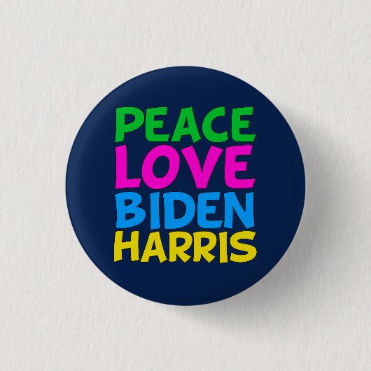 Peace Love Biden Harris Ronde Button 3,2 Cm (Voorkant)