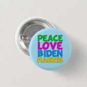 Peace Love Biden Harris Ronde Button 3,2 Cm (Voorkant /achterkant)