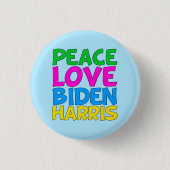 Peace Love Biden Harris Ronde Button 3,2 Cm (Voorkant)