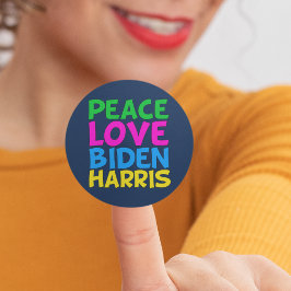 Peace Love Biden Harris Ronde Sticker
