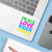 Peace Love Biden Harris Sticker (Laptop met iPhone)