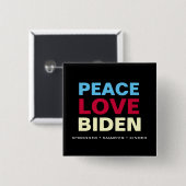 PEACE LOVE BIDEN Stronger Smarter Kinder Square Vierkante Button 5,1 Cm (Voorkant /achterkant)