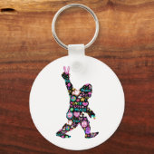 Peace Love Bigfoot Hippie Funny Bigfoot Love Sleutelhanger (Voorkant)