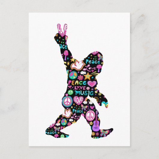 Peace Love Bigfoot Hippie Funny Bigfoot Lover Briefkaart (Voorkant)