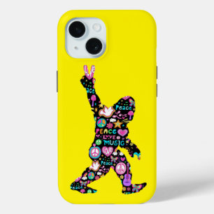 Peace Love Bigfoot Hippie Funny Bigfoot Lover iPhone 15 Case