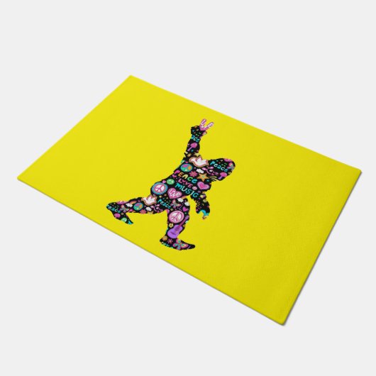 Peace Love Bigfoot Hippie Funny Bigfoot Lover Deurmat (Schuin)