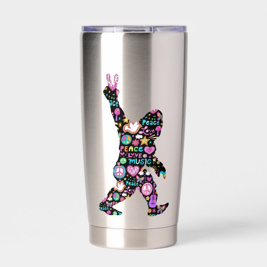 Peace Love Bigfoot Hippie Funny Bigfoot Lover      Geïsoleerde Drinkbeker (Voorkant)