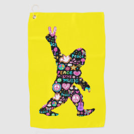 Peace Love Bigfoot Hippie Funny Bigfoot Lover Golfhanddoek