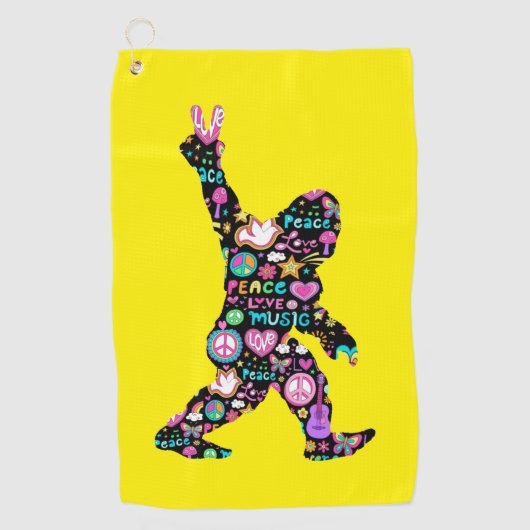 Peace Love Bigfoot Hippie Funny Bigfoot Lover Golfhanddoek (Voorkant)